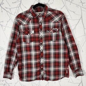 Wind River Red Plaid 100% Cotton Pearl Snap Flannel Shirt
